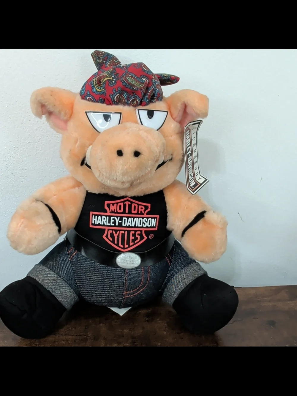 Harley-Davidson Plush Pig Toy in Tan and Black